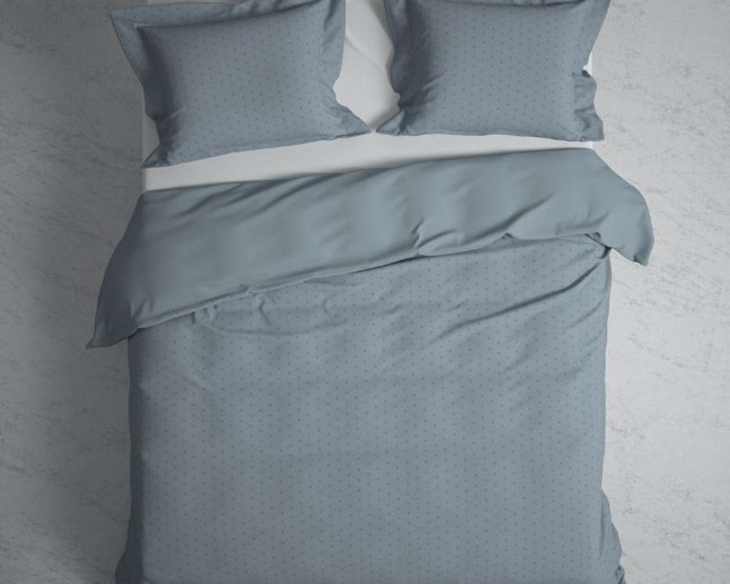 Dekbedovertrek Uni Stippen Blauw Grijs van boven Dekbedovertrek Uni Stippen Blauw Grijs van boven