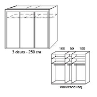 3 deurs - 250 cm breed