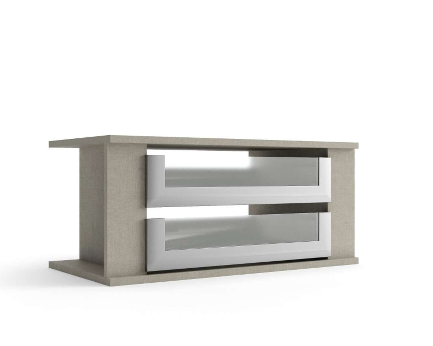Ladeblok schuifdeurkast met glasfront blanco