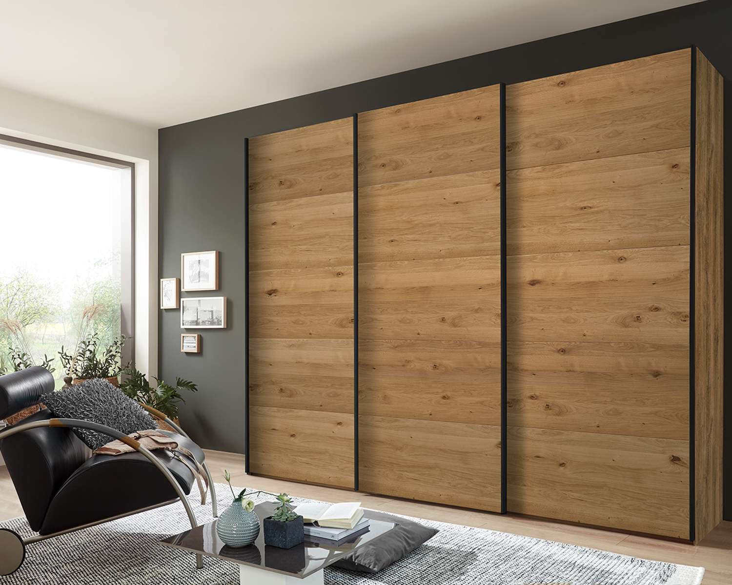 Zweefdeurkast Massive Austin bianco eiken