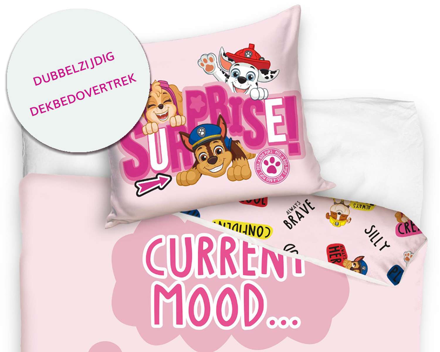 Kinder dekbedovertrek Paw Patrol meisjes detail