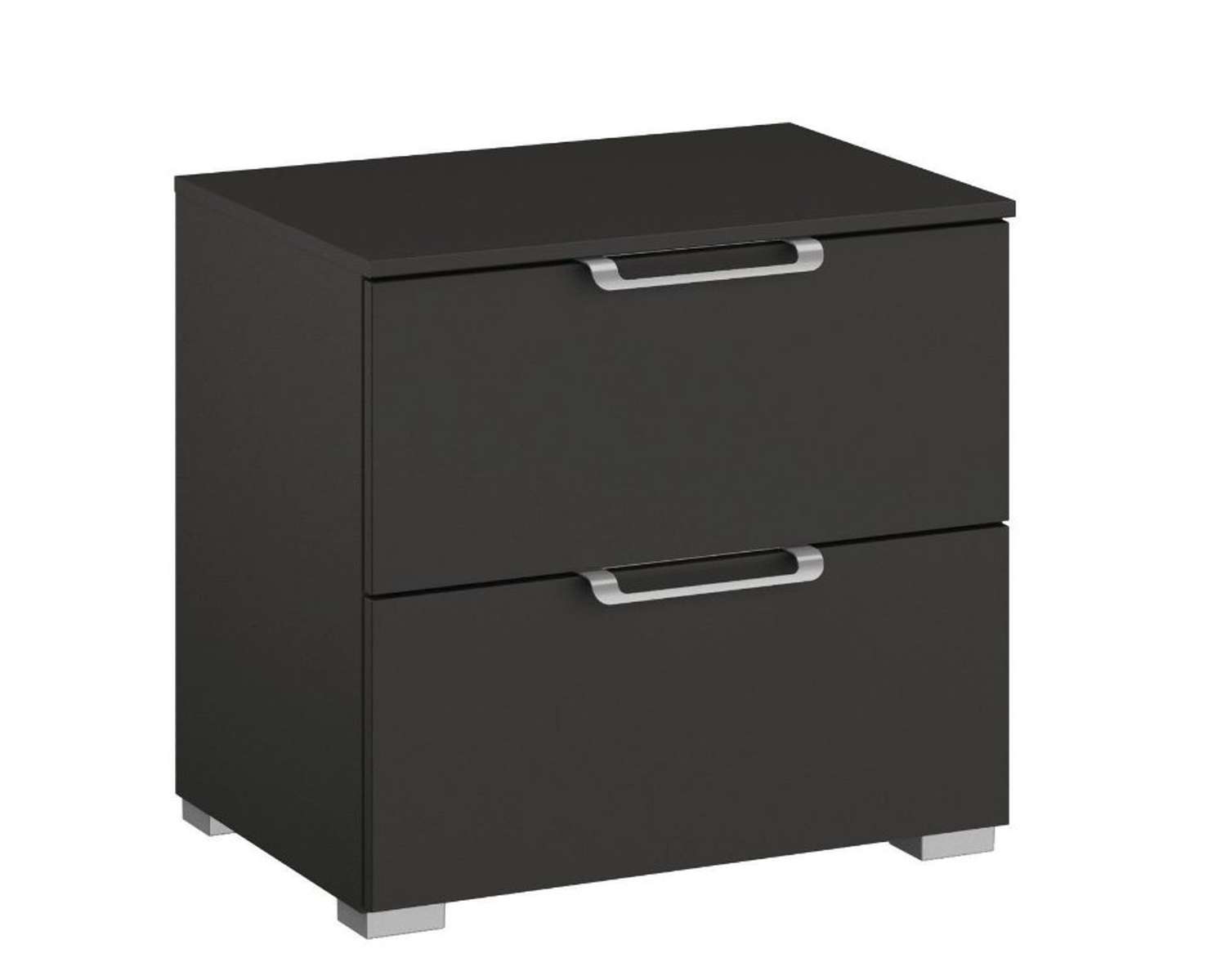 50cm breed nachtkastje grafiet met zilveren handgrepen
