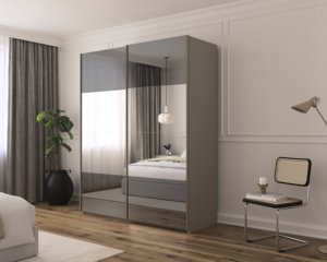 Zweefdeurkast Royal Mirror met lichte en donkere spiegelpanelen