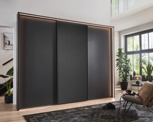Zweefdeurkast Elegance Lattice antraciet - verl rondom