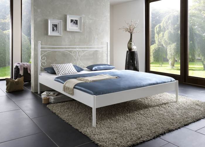 Metalen bed Messina mat wit structuur
