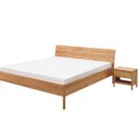 Wild eiken bed met eiken houten hoofdbord en 1 nachtkastje
