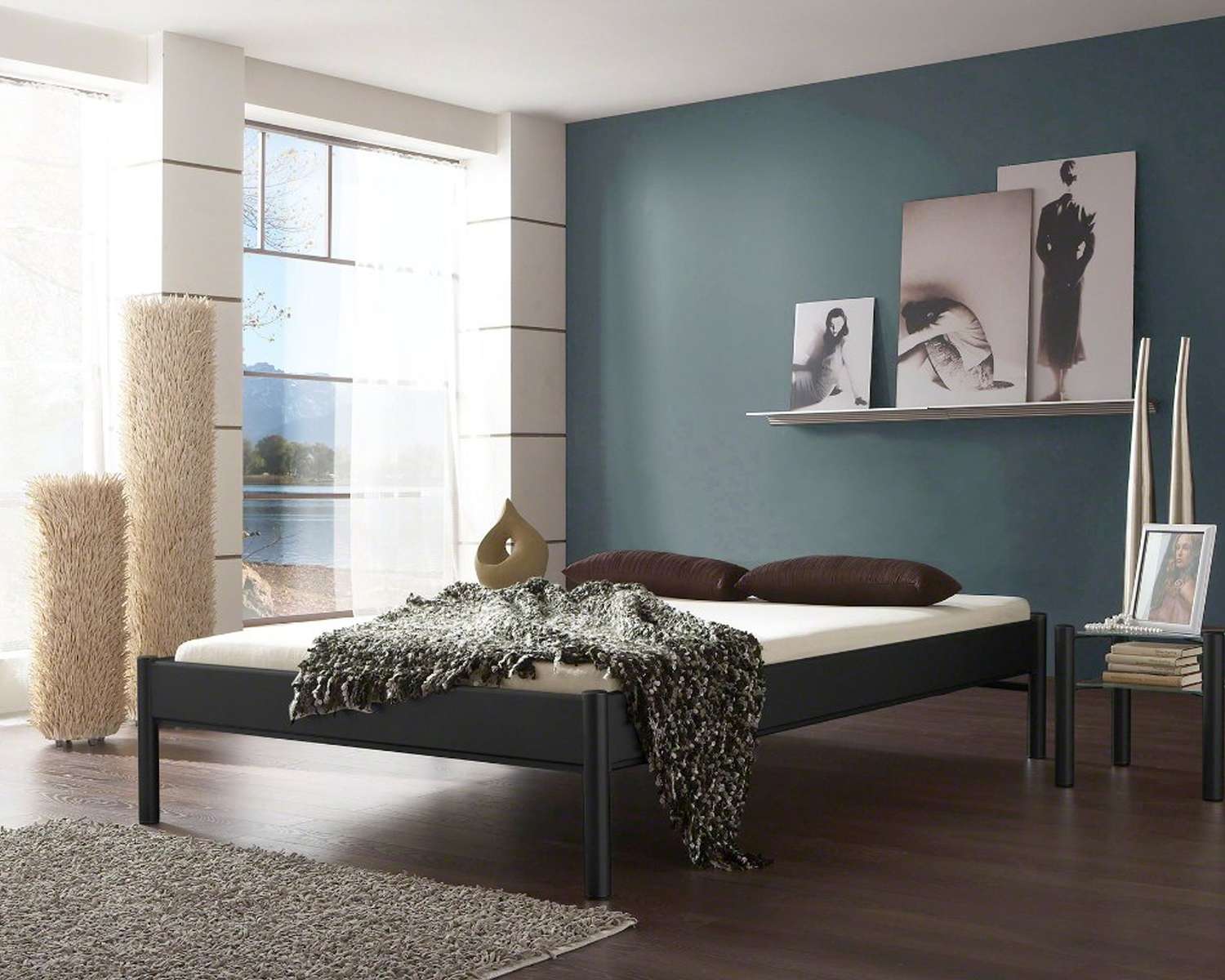 Metalen twijfelaar bed Simone zwart