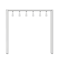 Met sierlijst en 6 spots: 310 cm breed x 221 cm hoog