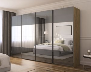 Luxe grote kledingkast 400cm breed met spiegels
