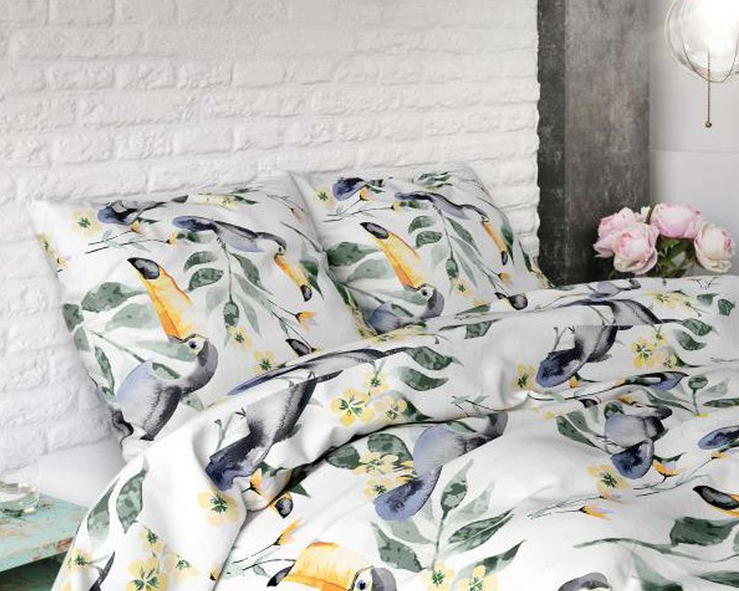 Dekbedovertrek Tropische Toekans detail Dekbedovertrek Tropische Toekans detail