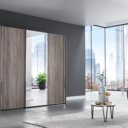 Opruimingsmodel schuifdeurkast truffel eiken met spiegel