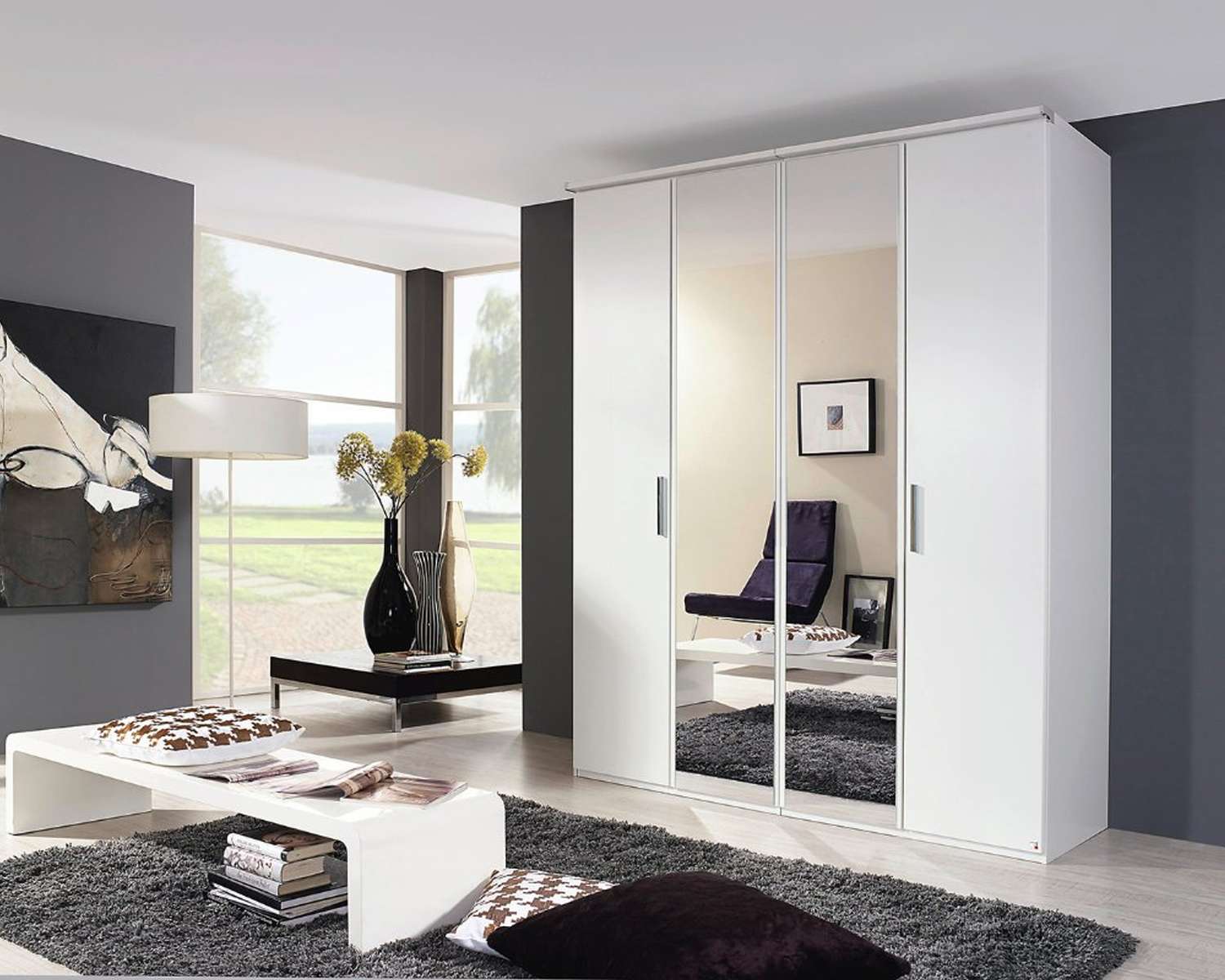 Draaideurkast Royal Modern alpine wit met 2 spiegels Draaideurkast Royal Modern alpine wit met 2 spiegels