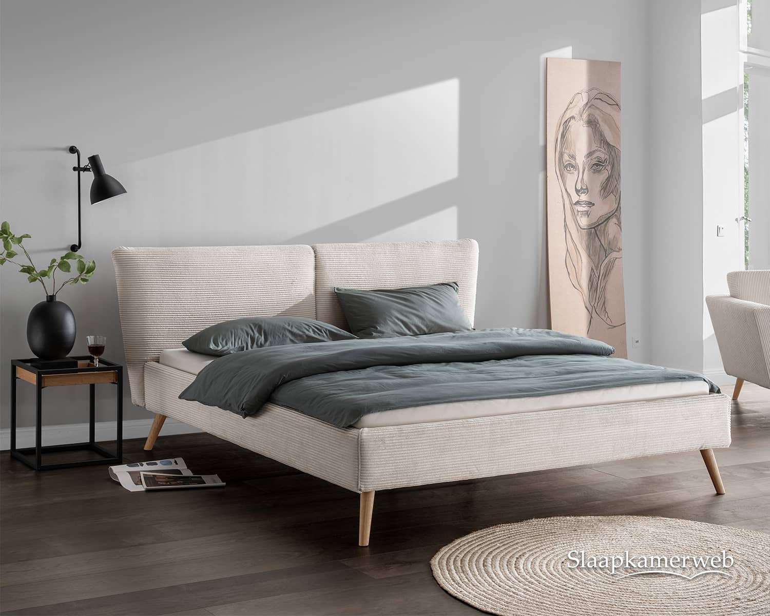 Ribbelstof bed modern