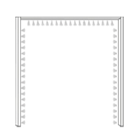 Met sierlijst en verlichting rondom: 260 cm breed x 240 cm hoog
