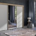Schuifdeurkast Artisan eiken met zijde grijze deuren en spiegel