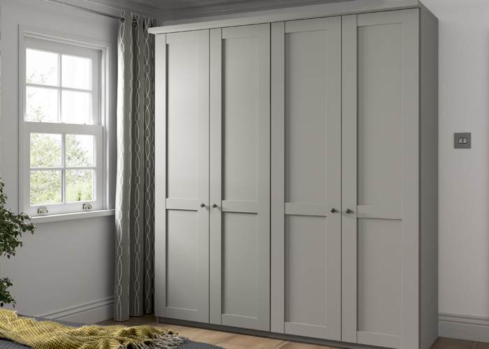 Draaideurkast Comfort Rustic 4 drs kiezelgrijs