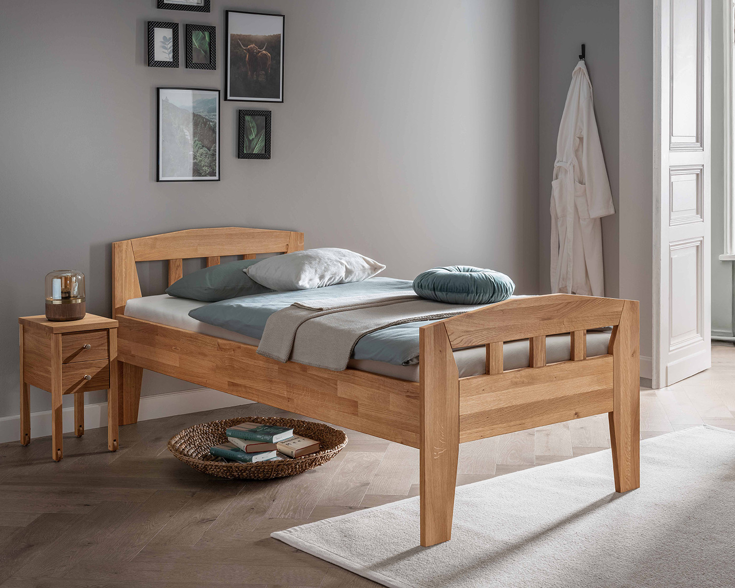 Massief eiken houten 1 persoons seniorenbed Calgary II Massief eiken houten 1 persoons seniorenbed Calgary II