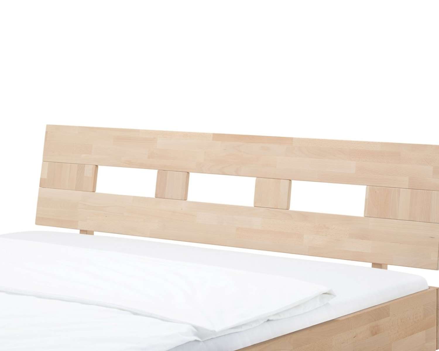 Detail hoofdbord houten bed Lucas natuur beuken geolied Detail hoofdbord houten bed Lucas natuur beuken geolied