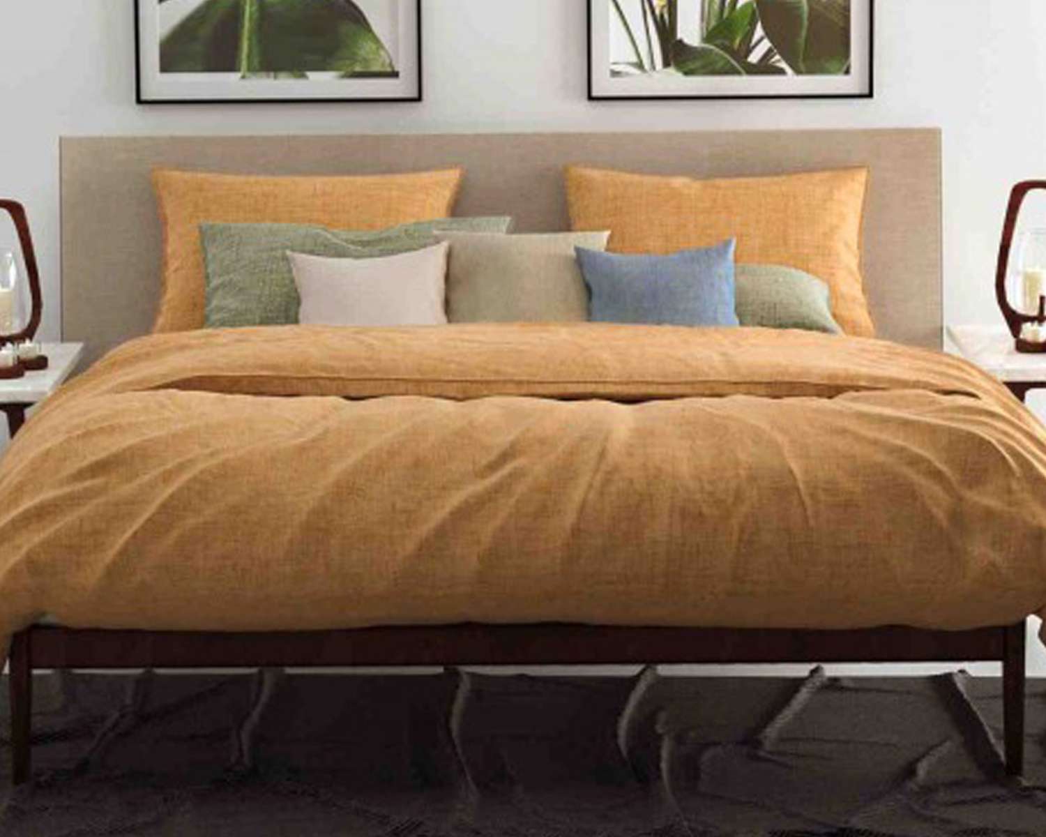 Dekbedovertrek Effen Geel gemêleerd - op bed Dekbedovertrek Effen Geel gemêleerd - op bed