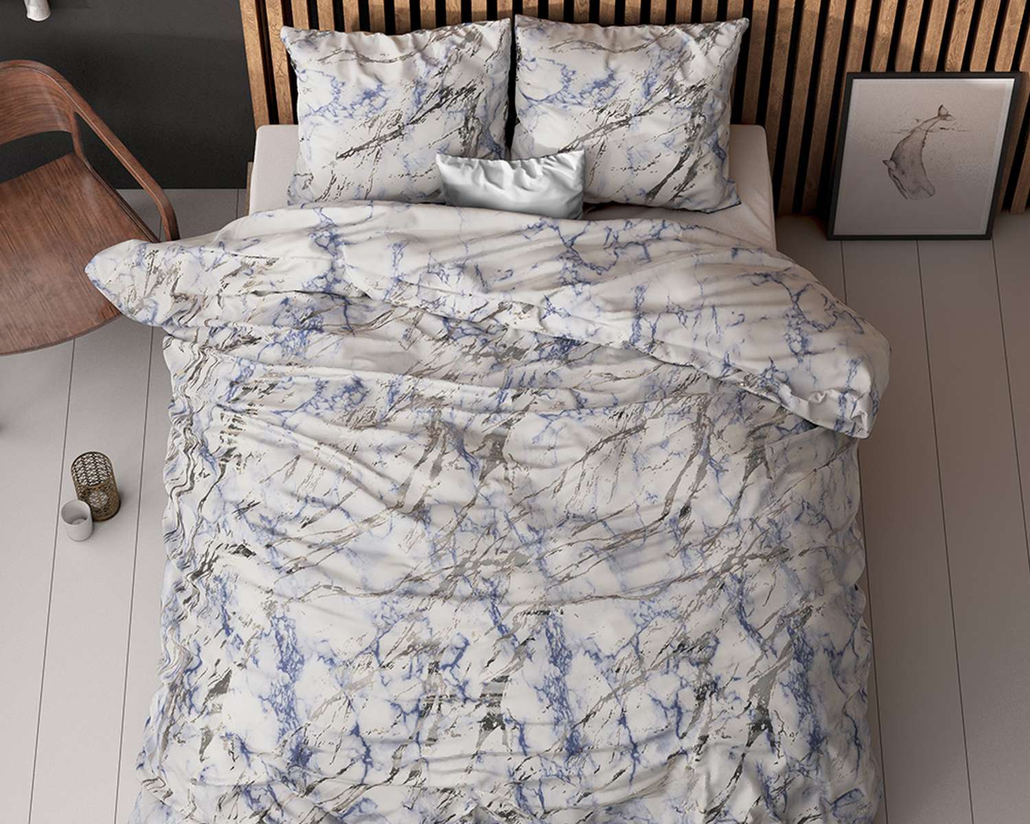 Dekbedovertrek Marmer Blauw - van boven Dekbedovertrek Marmer Blauw - van boven