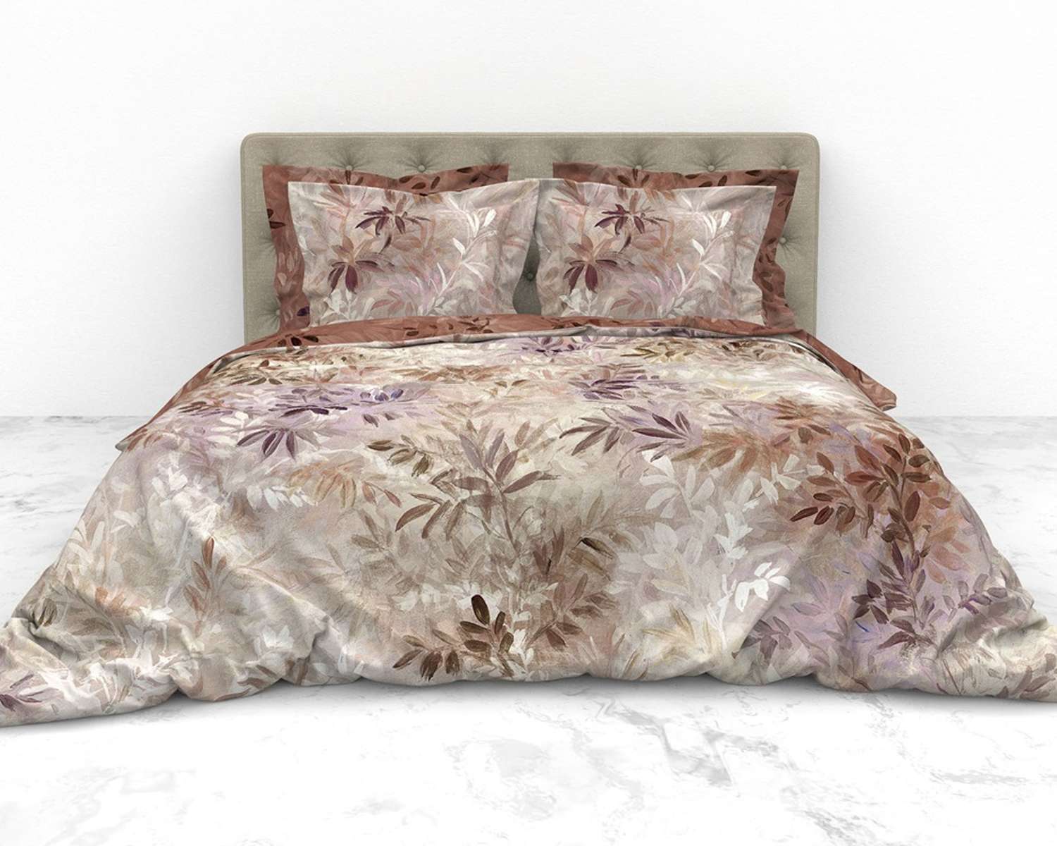 Dekbedovertrek Geschilderde bladeren op bed Dekbedovertrek Geschilderde bladeren op bed