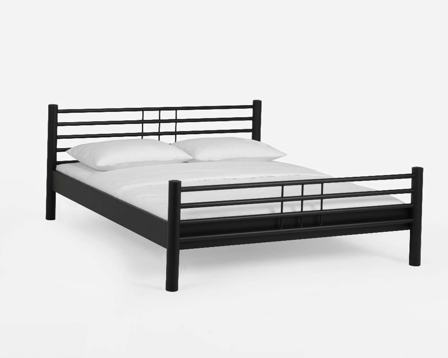 Mat zwart tweepersoons metalen bed Claudia