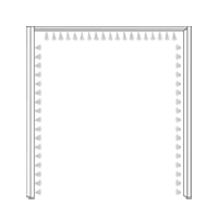 Met sierlijst en verlichting rondom: 210 cm breed x 240 cm hoog