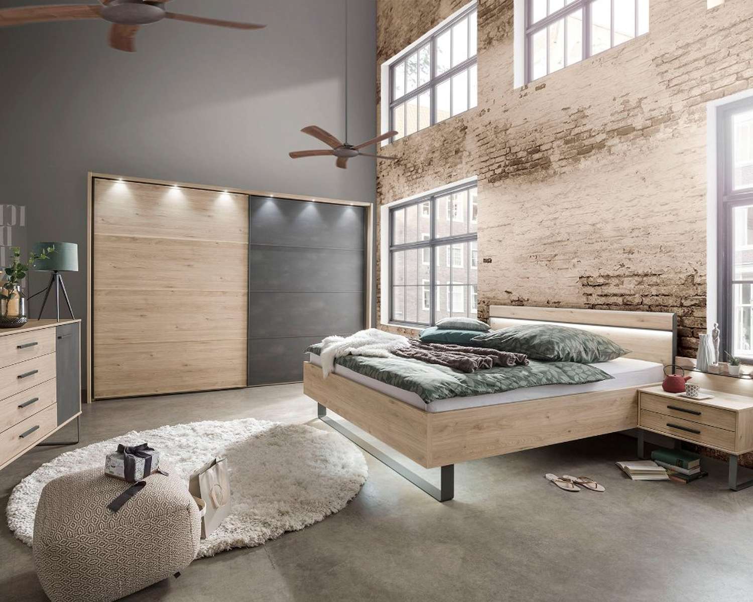 Moderne slaapkamer met bed Industrial Moderne slaapkamer met bed Industrial