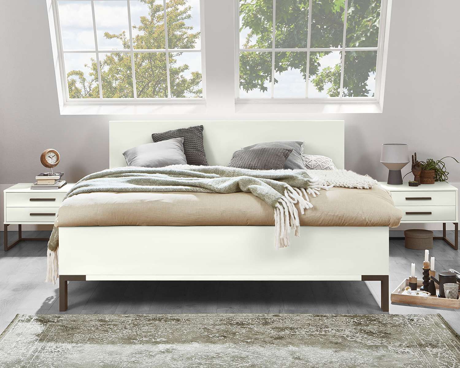 Tweepersoonsbed Comfort Urban voeteneind roomwit Tweepersoonsbed Comfort Urban voeteneind roomwit