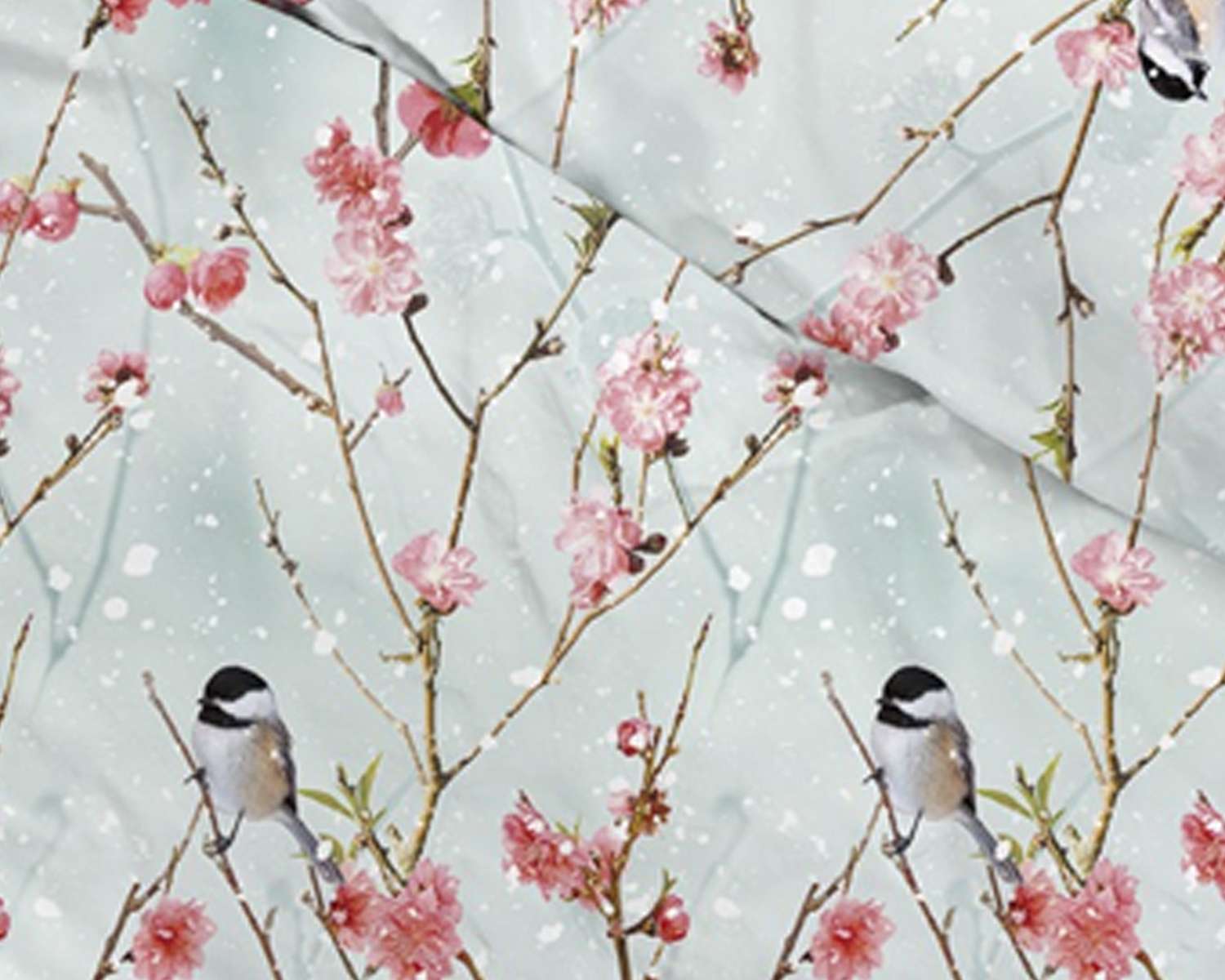 Dekbedovertrek Mezen in de sneeuw detail Dekbedovertrek Mezen in de sneeuw detail