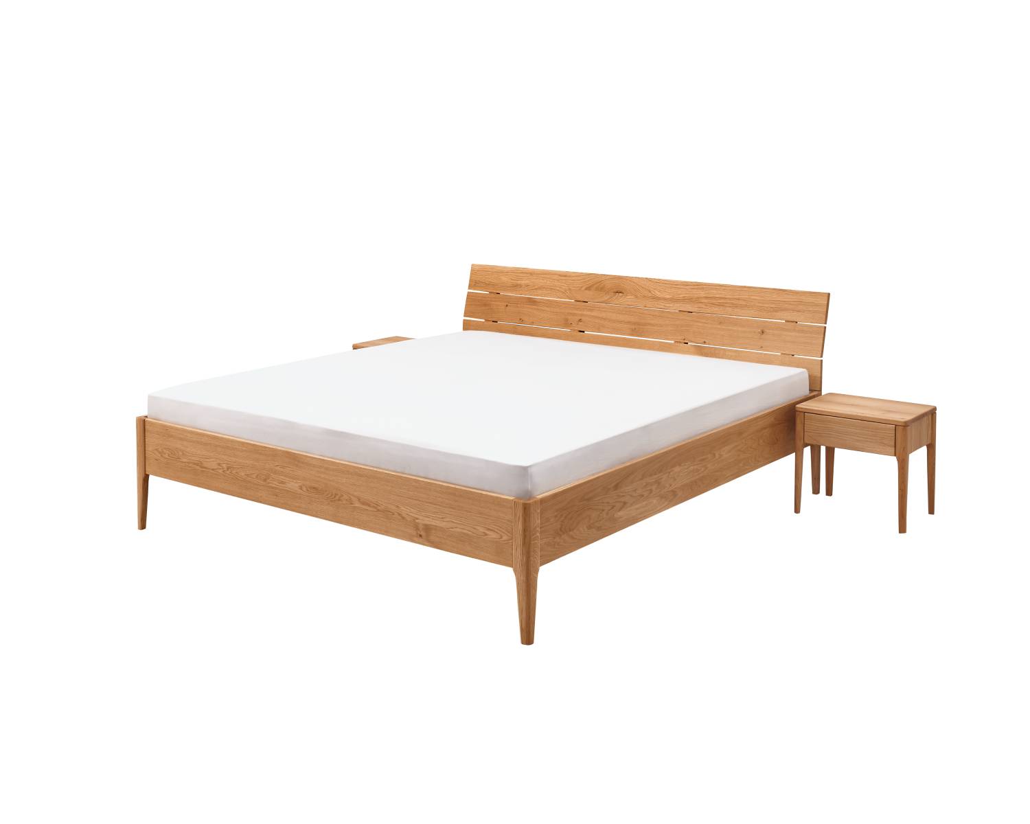 Houten bed zonder metaal, eiken hout met nachtkastjes Houten bed zonder metaal, eiken hout met nachtkastjes