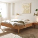 Massief houten bed Como metaalvrij met schuine poot