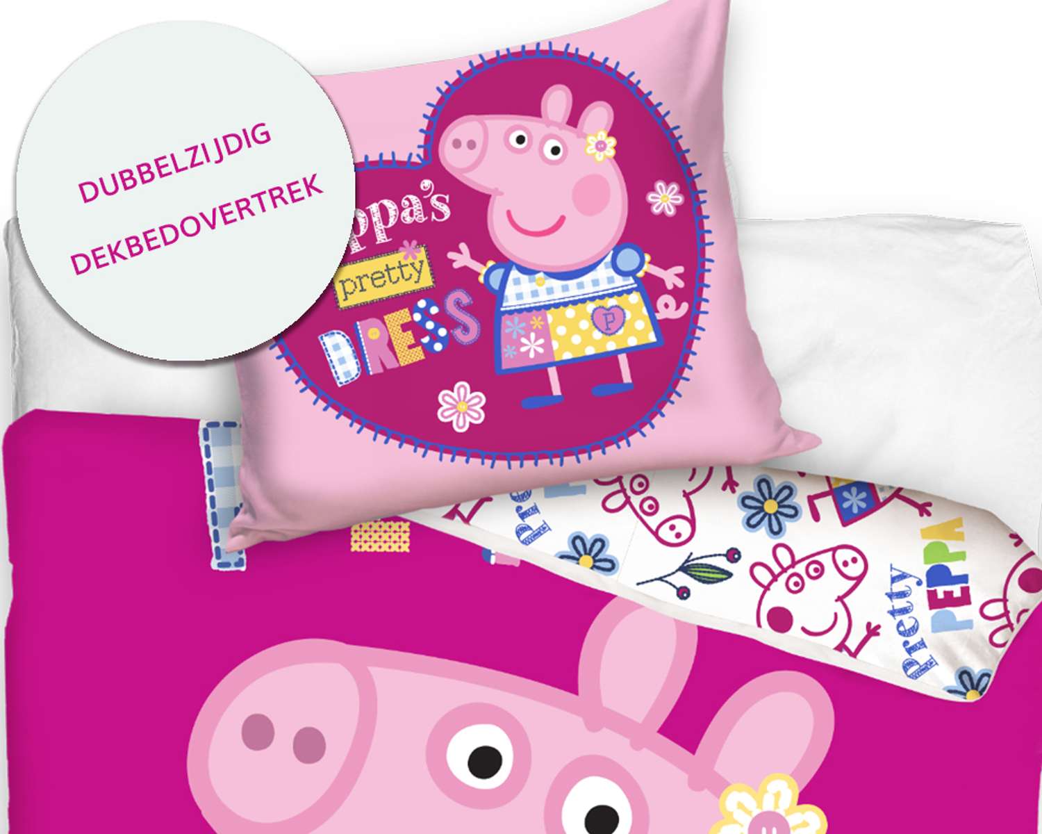 Kinder dekbedovertrek Peppa Pig detail Kinder dekbedovertrek Peppa Pig detail