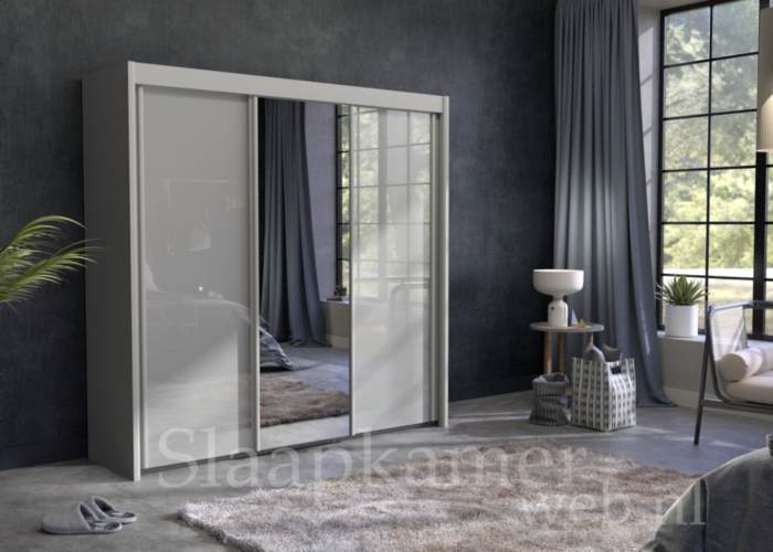 Zijde grijze kledingkast in de opruiming 225cm breed