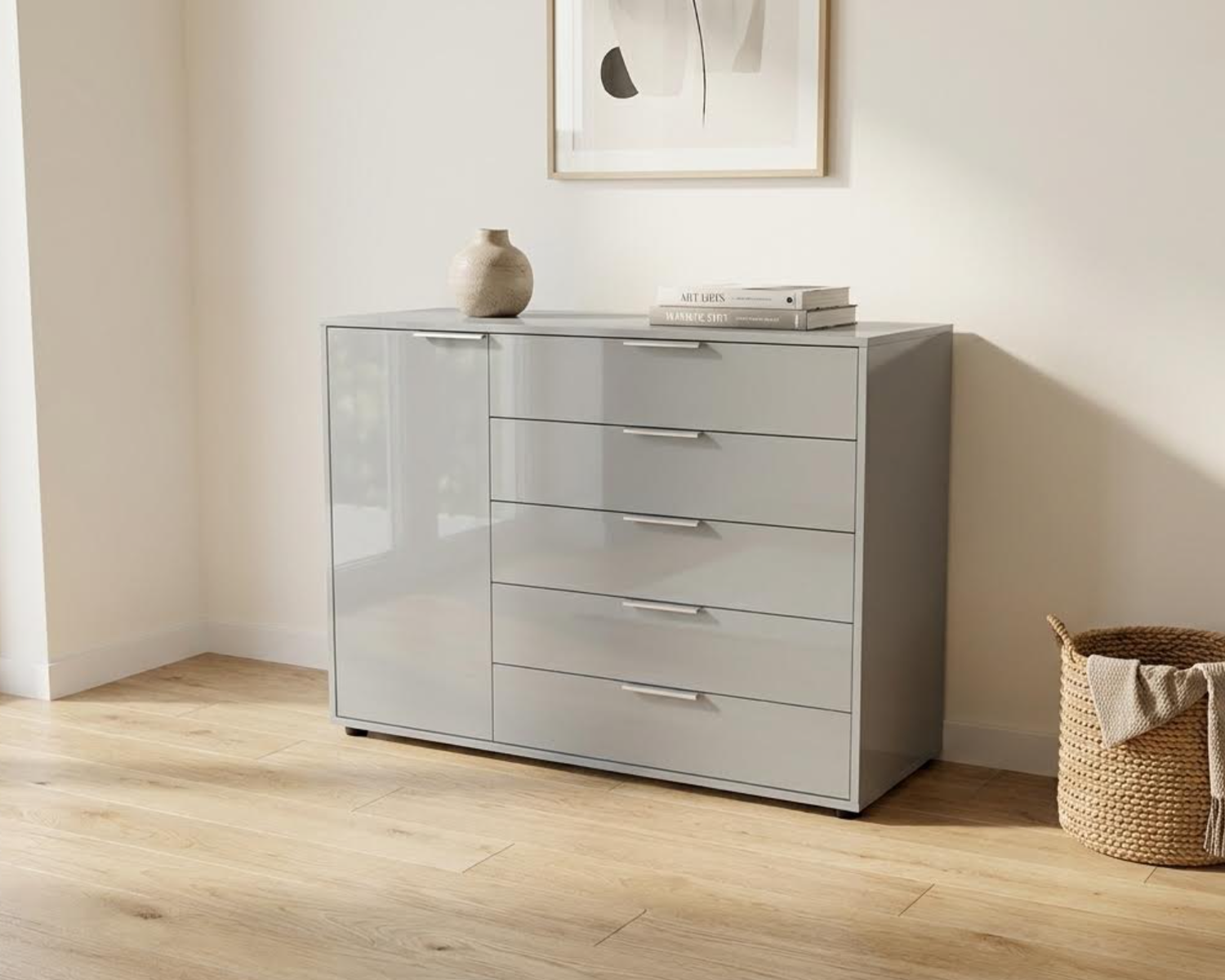 Commode champagne met champagne glas