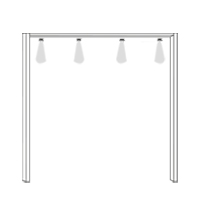 Met sierlijst en 4 spots: 260 cm breed x 221 cm hoog