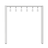 Met sierlijst en 6 spots: 310 cm breed x 240 cm hoog