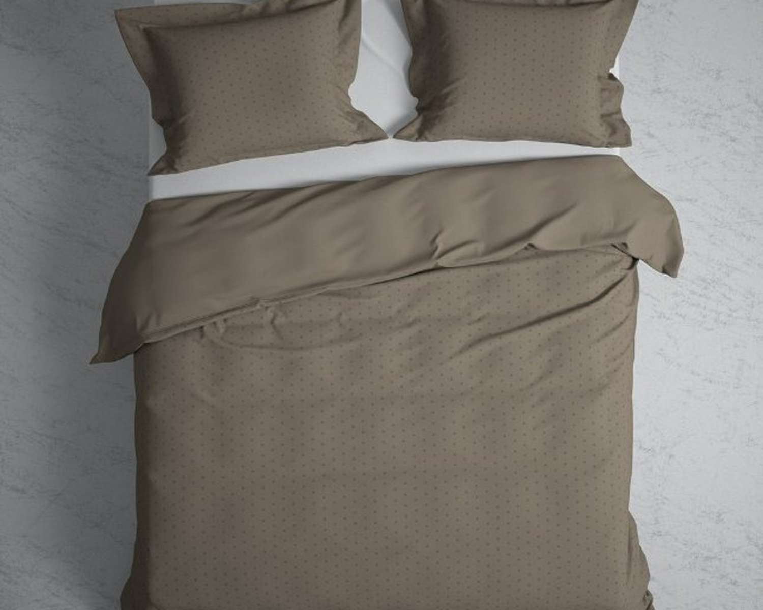 Dekbedovertrek Uni Stippen Taupe van boven Dekbedovertrek Uni Stippen Taupe van boven