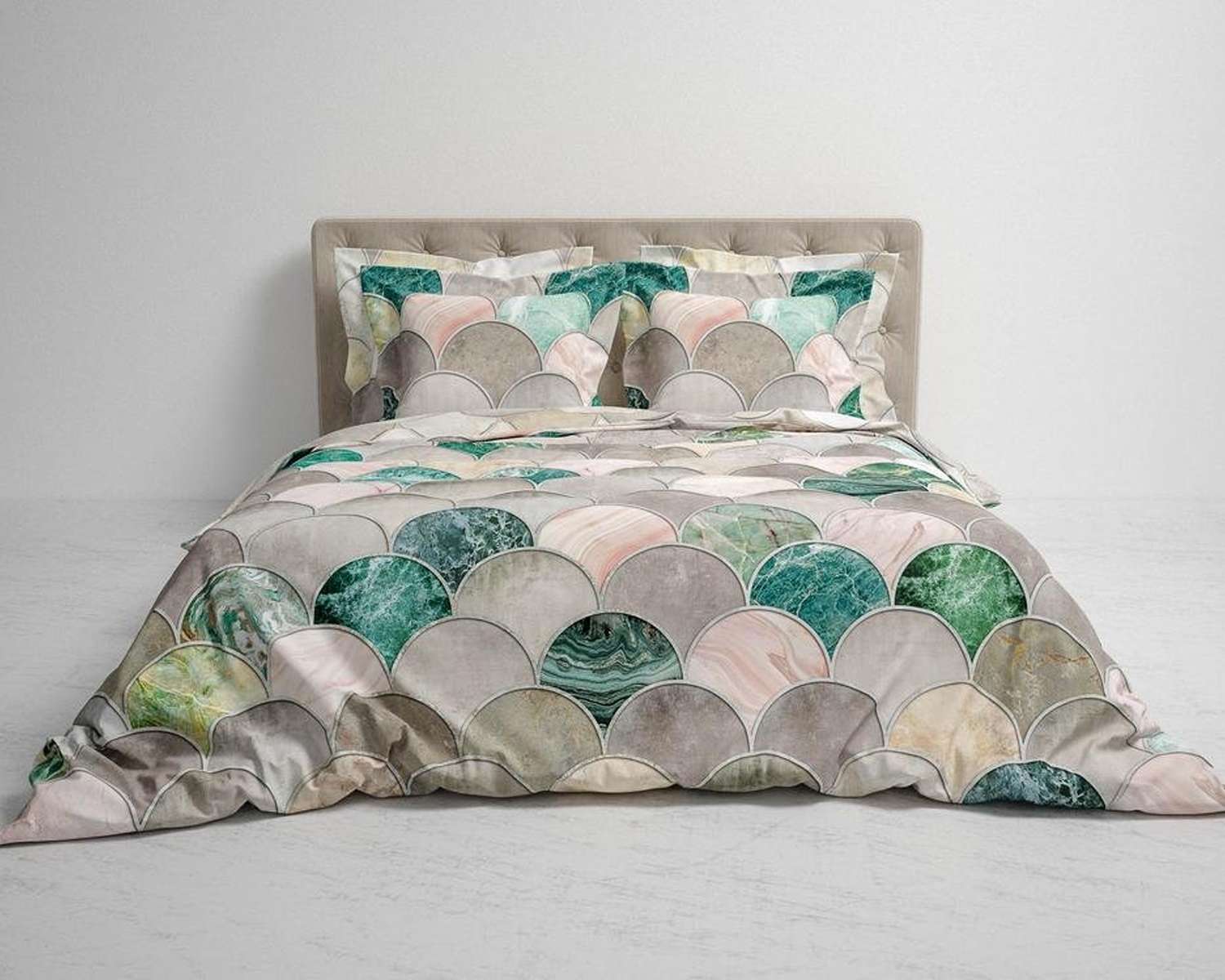 Dekbedovertrek Marmeren Boogjes op bed Dekbedovertrek Marmeren Boogjes op bed