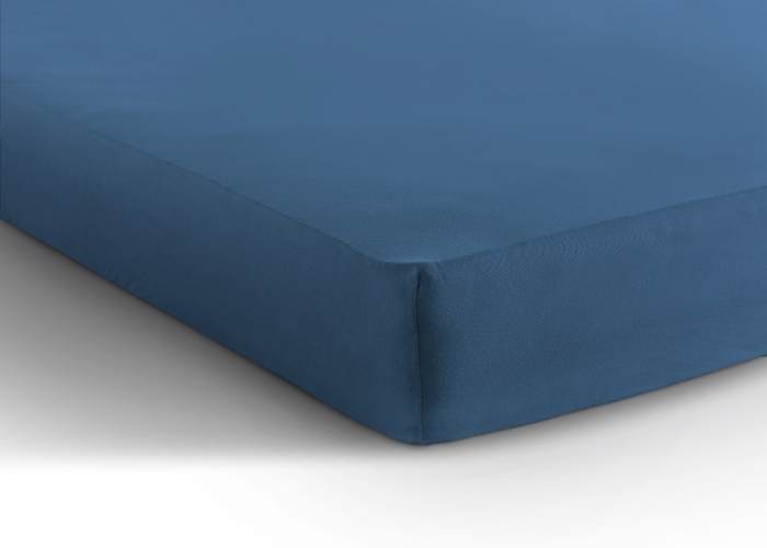 Blauw dubbel jersey hoeslaken