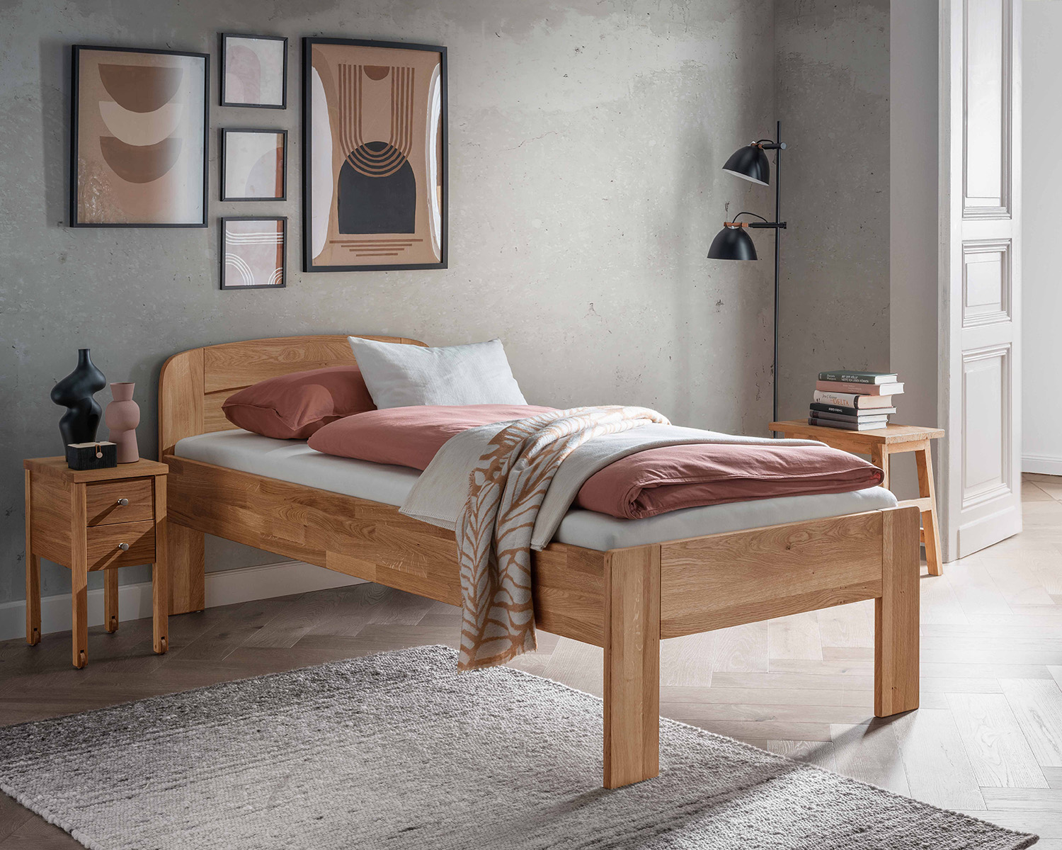 Eiken houten bed op comforthoogte
