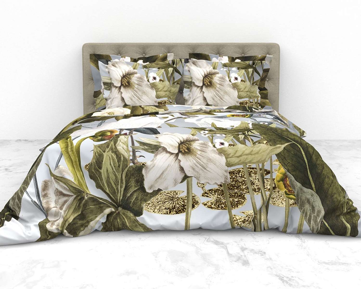 Dekbedovertrek Tussen de waterlelies op bed