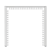 Met sierlijst en verlichting rondom: 340 cm breed x 240 cm hoog