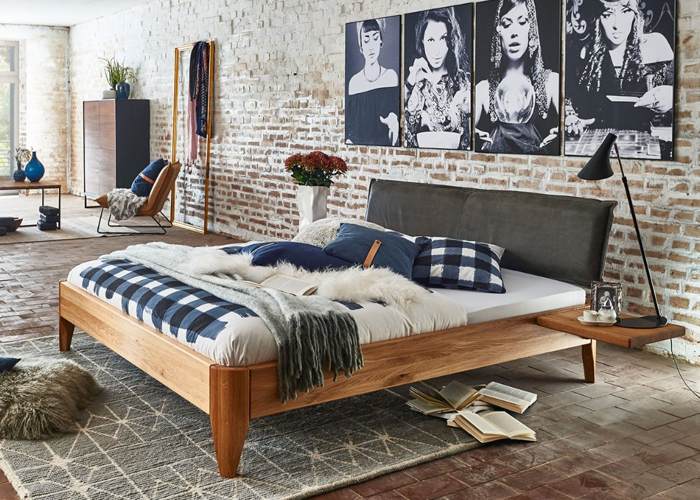 Houten bed Odense met antraciet hoofdbord