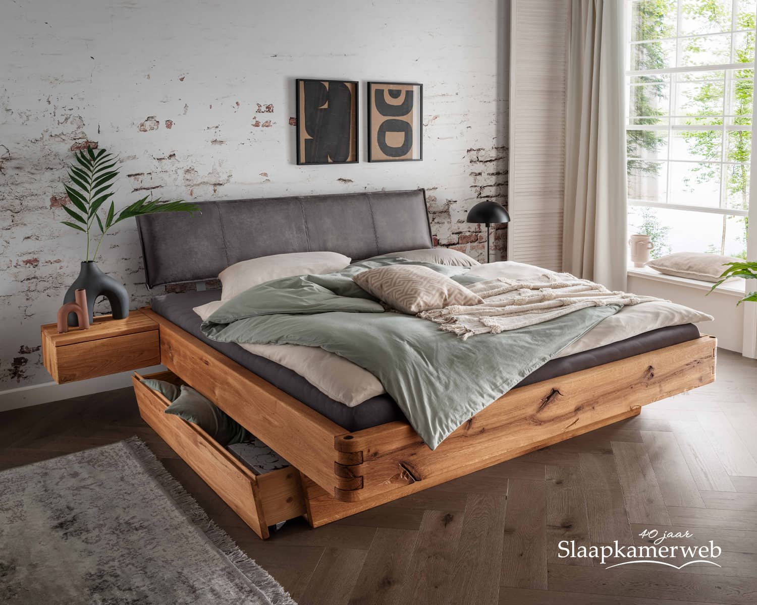 Balkenbed massief eiken