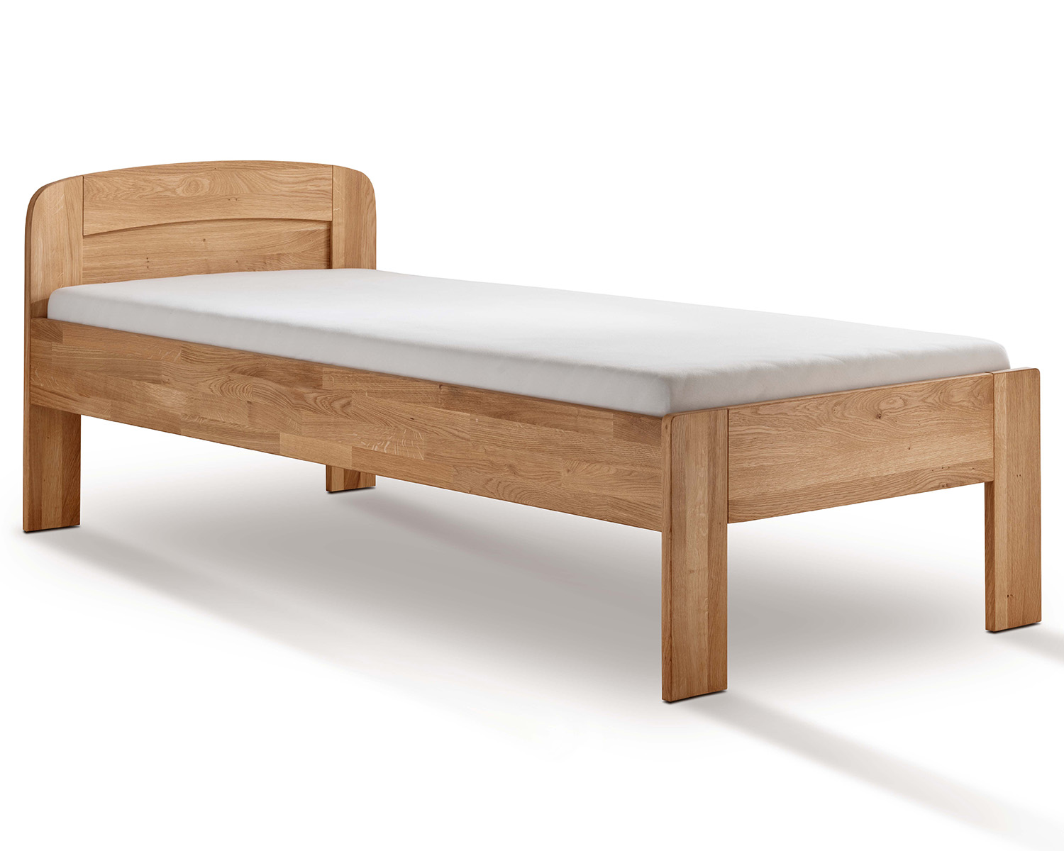 Massief eiken houten seniorenbed met laag voeteneind