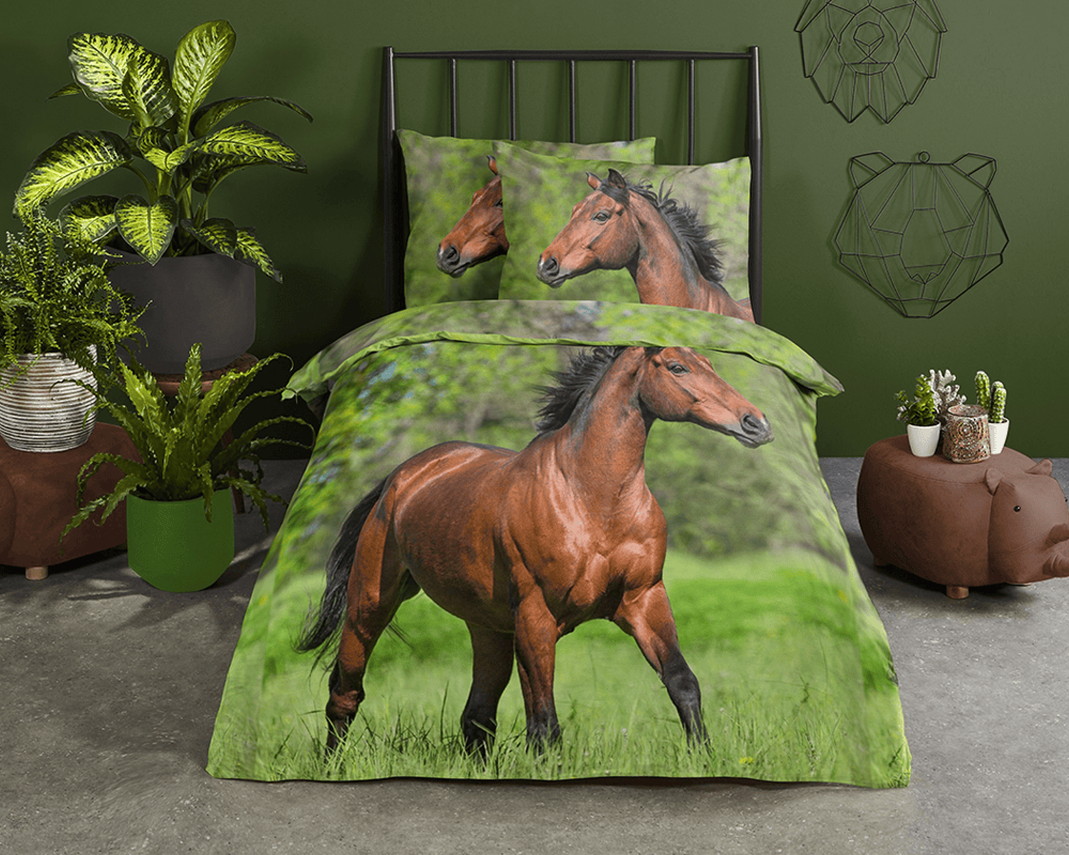 Kinder dekbedovertrek paard in wei op bed Kinder dekbedovertrek paard in wei op bed