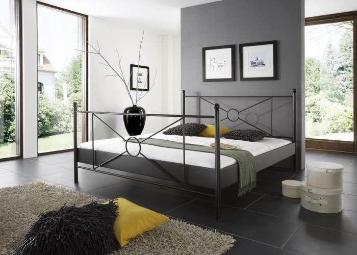 Metalen bed Monza mat zwart structuur