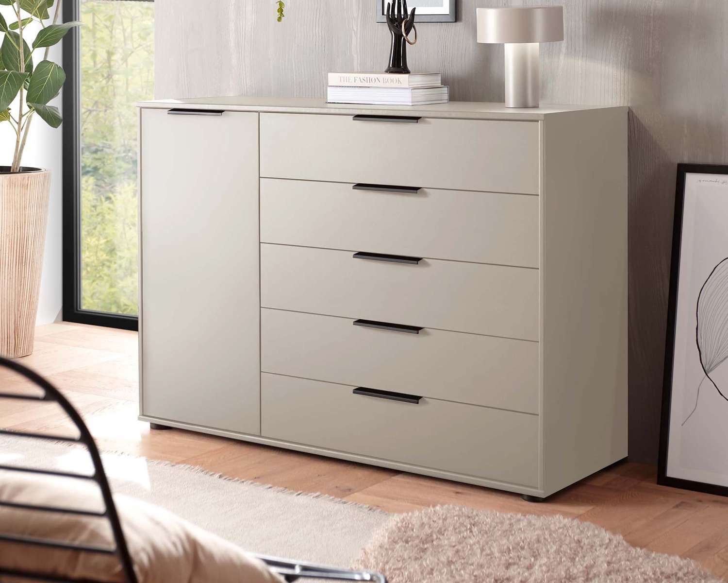 Grote combi commode champagne
