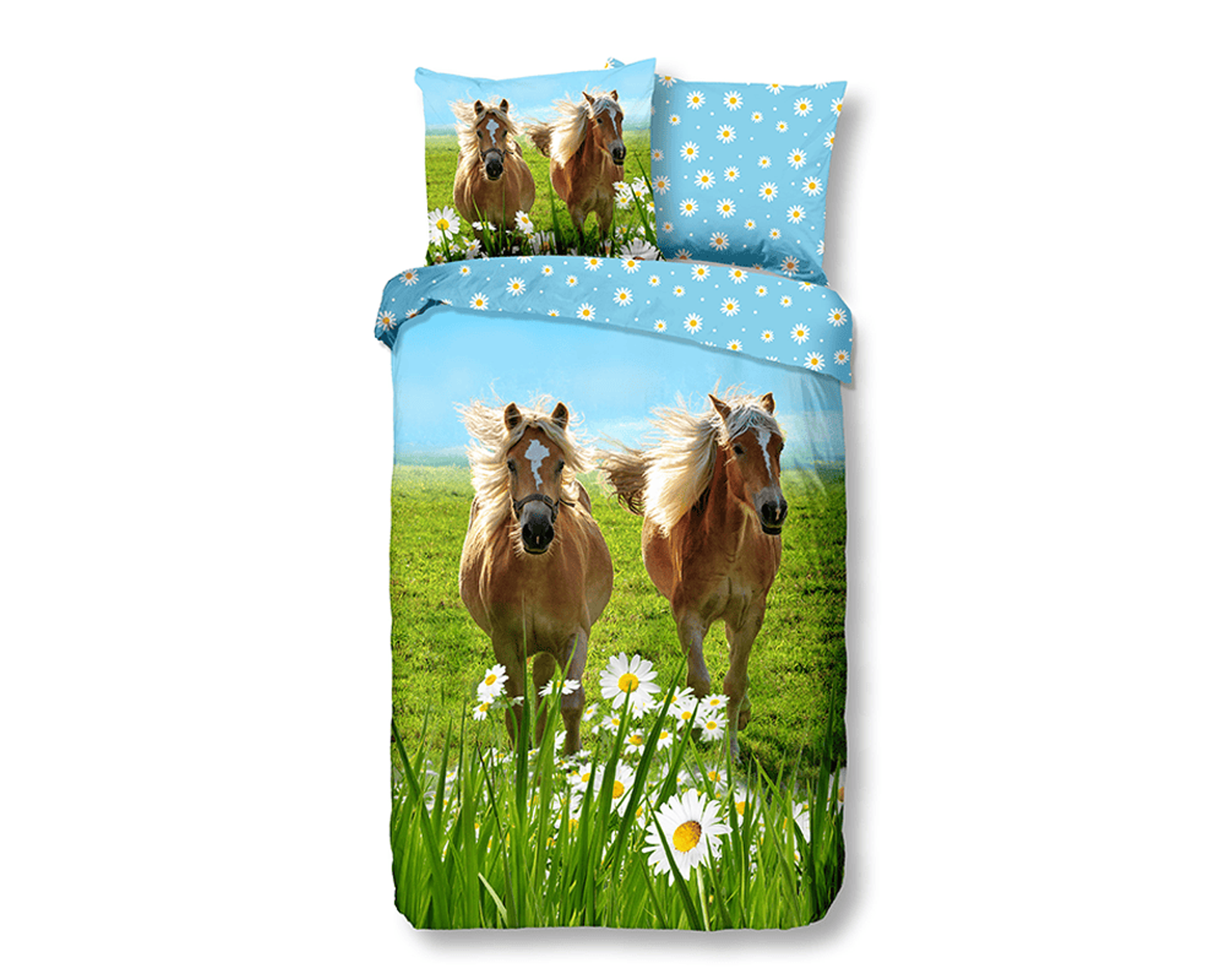 Kinder dekbedovertrek paarden en madeliefjes